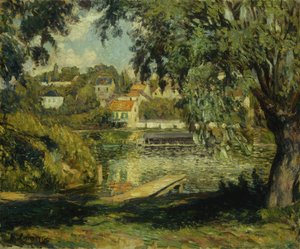Dorf am Flussufer, ca. 1900
