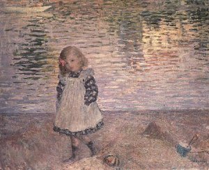 Junges Mädchen am Strand von Henri Lebasque