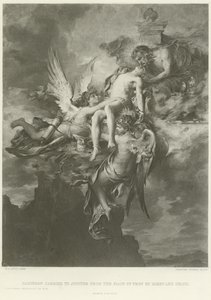 Sarpedon wird von Schlaf und Tod vom Trojanischen Feld zu Jupiter getragen (Gravur) von Henri Leopold Levy