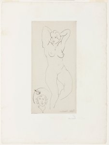 Weiblicher Akt mit erhobenen Armen und Kopf einer Frau von Henri Matisse