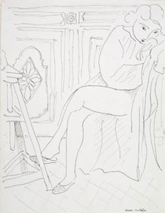 Weibliches Modell, das sich im Atelier entspannt von Henri Matisse