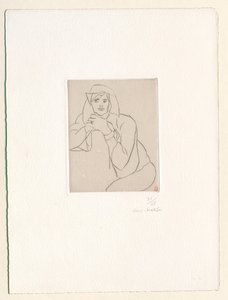 Junge Frau, die Hände auf der Lehne eines Möbelstücks gefaltet von Henri Matisse