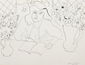 Modell mit einem Buch von Henri Matisse