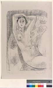 Sitzender Akt in einem blumigen Sessel von Henri Matisse