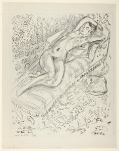 Ruhender Akt auf einer Chaiselongue vor einem Maschrabiyya-Hintergrund von Henri Matisse