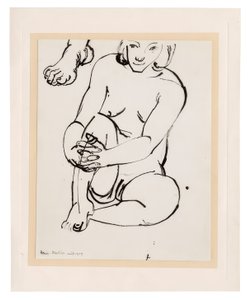 Sitzender weiblicher Akt, ein Knie haltend, mit Skizze eines Fußes von Henri Matisse