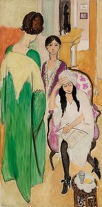 Drei Schwestern mit einer afrikanischen Skulptur von Henri Matisse
