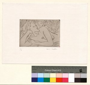 Torso vor geblümtem Hintergrund von Henri Matisse
