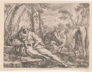 Ruhe auf der Flucht nach Ägypten von Henri Mauperché (possibly)