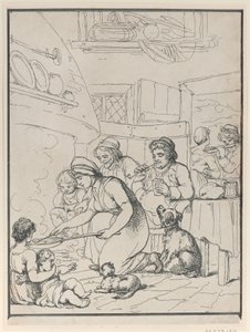 Bauern mit Kaminfeuer, 1799 von Henri Merke