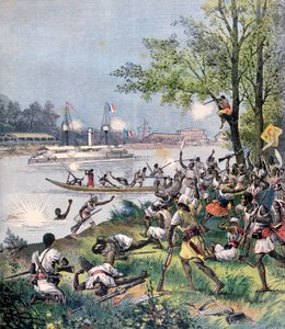 Angriff auf die Dorfbewohner von Dahomey durch die Franzosen