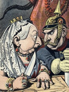 Karikatur von Königin Victoria und Wilhelm II. von Deutschland am 16. Januar 1898 (Detail)