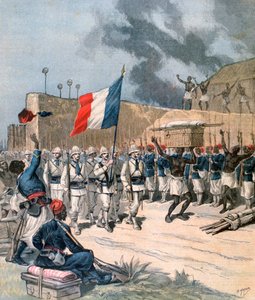 Einzug der französischen Armee in Abomey, Dahomey, Afrika, 1892