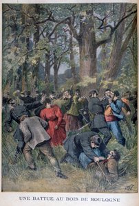 Kampf zwischen Gendarmen und Zivilisten im Bois de Boulogne, Paris, 1895