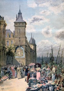 Blumenmarkt im Frühling, Paris, 1893 von Henri Meyer