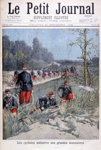 Französisches Fahrradkorps bei Militärmanövern, 1896 von Henri Meyer