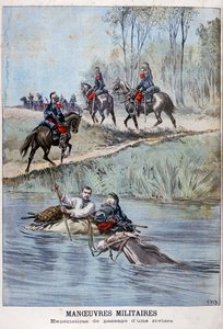 Französische Militärmanöver, Flussdurchquerung, 1898