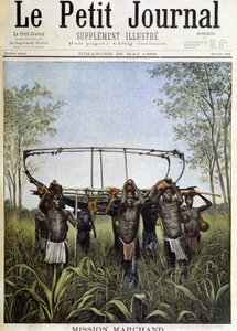 Mission Marchand: ein Abschnitt des Dampfers Faidharbe in der Savanne des zentralen Plateaus, vom Kongo zum Nil (Zeichnung von Henri Meyer nach einem Foto von Kommandant Marchand) - in „Le Petit Journal“ vom 28/05/1899 von Henri Meyer