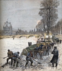 Paris unter dem Schnee 1895, Kleines Journal von 1895 (Gravur) von Henri Meyer