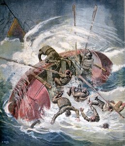 Rettung aus einem Schiffswrack bei einem Sturm vor Les Sables-d