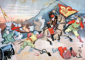 Die Einnahme der chinesischen Flagge durch einen japanischen Offizier, 1894 von Henri Meyer