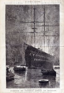 Die Katastrophe von Toulon: das Feuer des Flaggschiffs „Le Magenta“ von Henri Meyer