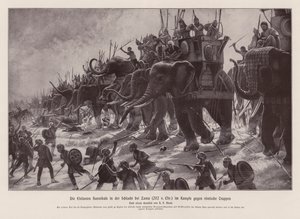 Hannibals Elefanten in der Schlacht von Zama, 202 v. Chr. von Henri Paul (after) Motte