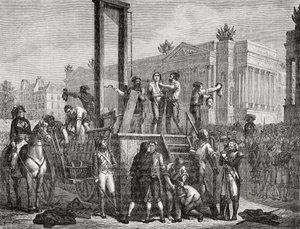 Die Hinrichtung von Robespierre und seinen Anhängern im Jahr 1794, graviert von Jonnard