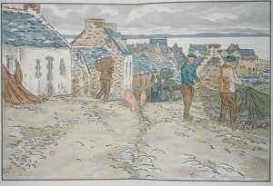 Bretonische Fischer ordnen ihre Netze von Henri Rivière
