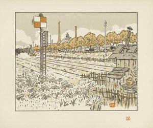 Vom Quai de Javel (Weichenstellerhäuschen) [Die 36 Ansichten des Eiffelturms] von Henri Rivière