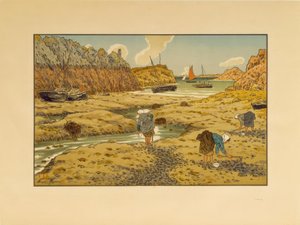 Der Hafen von Loguivy bei Ebbe von Henri Rivière