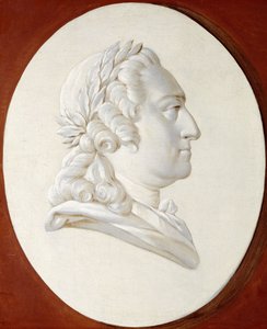 Porträt von König Ludwig XV., Brustbild, in einem gemalten Oval, ein Trompe-l