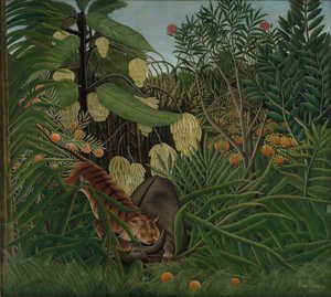 Kampf zwischen einem Tiger und einem Büffel von Henri Rousseau