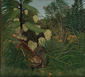 Kampf zwischen einem Tiger und einem Büffel, 1908 von Henri Rousseau