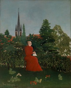 Porträt einer Frau in einer Landschaft von Henri Rousseau