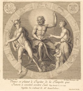 Venus beschwert sich bei Jupiter über den Sturm, den Juno gegen Aeneas entfacht hat von Henri Simon Thomassin after Elisabeth Sophie Cheron