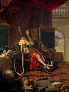 Porträt von Ludwig XIV. (1638 - 1715), König von Frankreich, Beschützer der Königlichen Akademie für Malerei und Skulptur, mit dem Zepter von Karl V. genannt Karl der Große von Henri Testelin