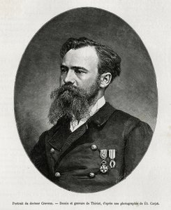 Porträt von Dr. Jules Nicolas Crevaux (1847-1882), Arzt und Entdecker Südamerikas (von Französisch-Guayana bis Argentinien), er interessierte sich sehr für das Studium der Sitten und die Geschichte der Bevölkerungen, die er während seiner Reisen traf, er v von Henri Thiriat