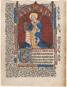 Blatt aus einem Stundenbuch: St. Barbara (6 von 6 ausgeschnittenen Blättern) von Henri d