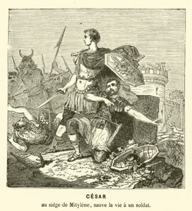 Julius Caesar rettet das Leben eines Soldaten bei der Belagerung von Mitylene, Lesbos, Griechenland, 81 v. Chr.