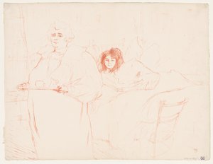 Elles: Frau trägt ein Tablett, Mme. Baron und Mlle. Popo von Henri de Toulouse-Lautrec
