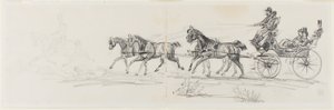 Pferdewagen, gefolgt von einem einzelnen Reiter (recto); Mann reitet Pferd mit Decke und Skizzen von Köpfen, Pferden und Triumphbogen (verso)