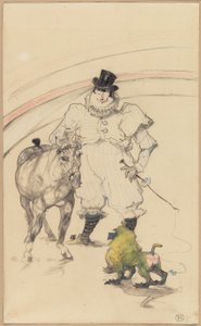 Im Zirkus: Dressiertes Pony und Pavian