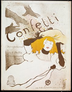 Konfetti: Hände werfen Konfetti auf eine Frau mit gelbem Haar von Henri de Toulouse Lautrec