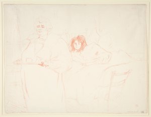 Frau mit einem Tablett, Frühstück, Madame Baron und Mademoiselle Popo (aus der Serie Elles)