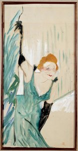 Porträt der französischen Sängerin Yvette Guilbert (1867-1944), das Publikum grüßend von Henri de Toulouse Lautrec