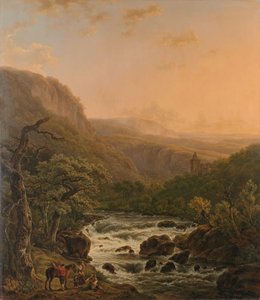 Fluss in den Ardennen bei Sonnenuntergang von Henri van Assche