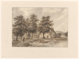 Ansicht eines Bauernhofs am Wasser von Henricus Franciscus Wiertz (signed by artist)