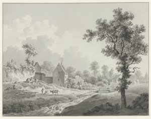 Landschaft mit einer Wassermühle an einem Bach