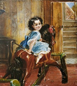 Flora Emma Sarah Ward auf einem Schaukelpferd von Henrietta Mary Ward